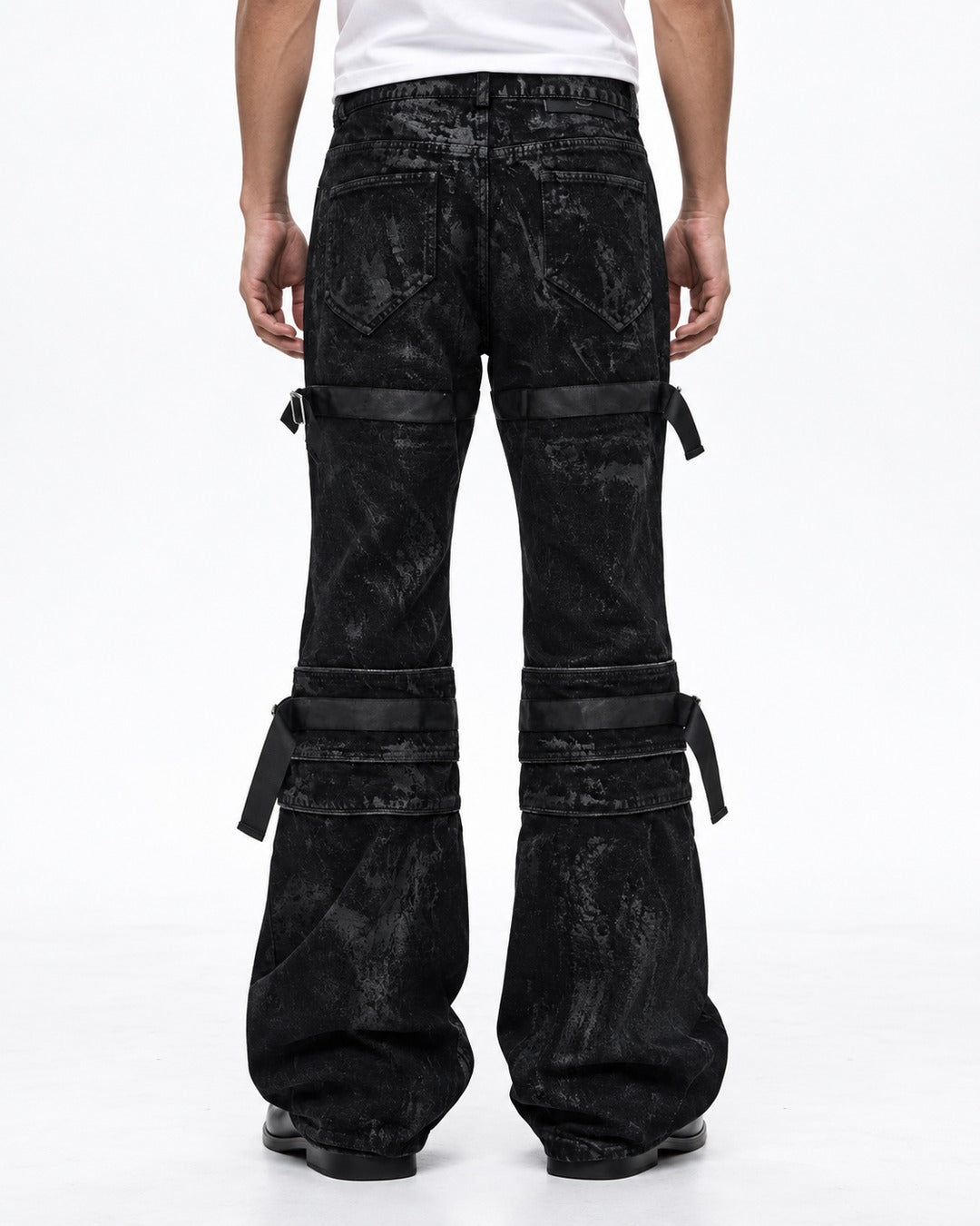 Strap Detail Flared Jeans