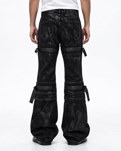 Strap Detail Flared Jeans