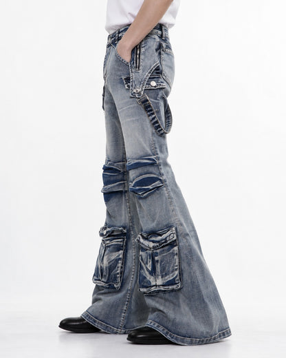 Punk Flared Denim Pants