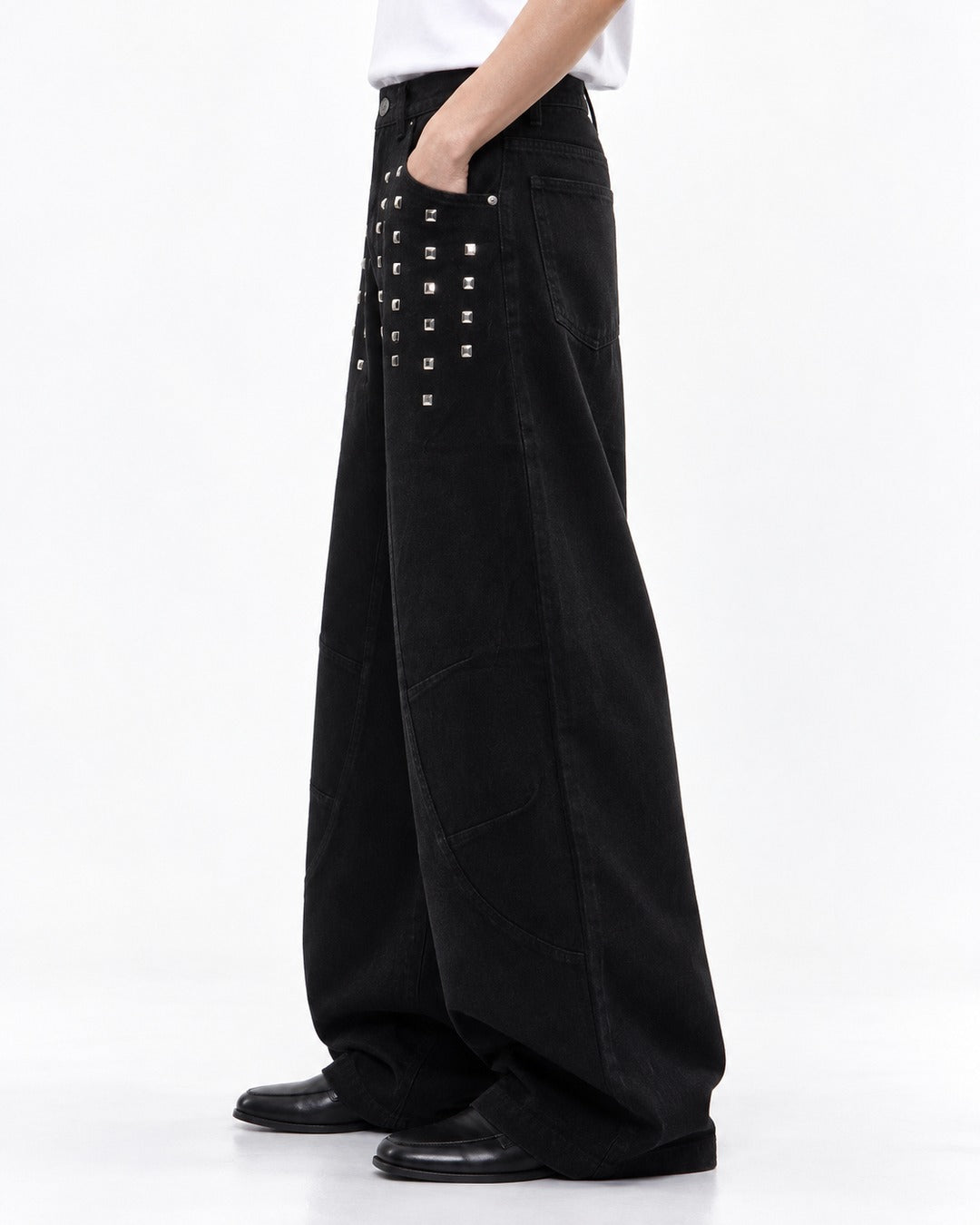 Studded Wide Leg Denim Pants