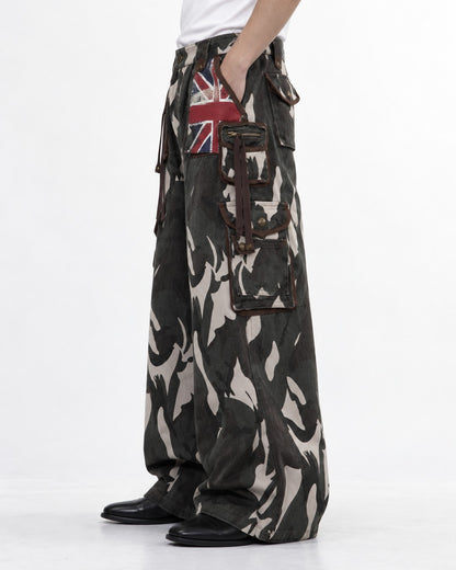 Retro Camouflage Denim Pants