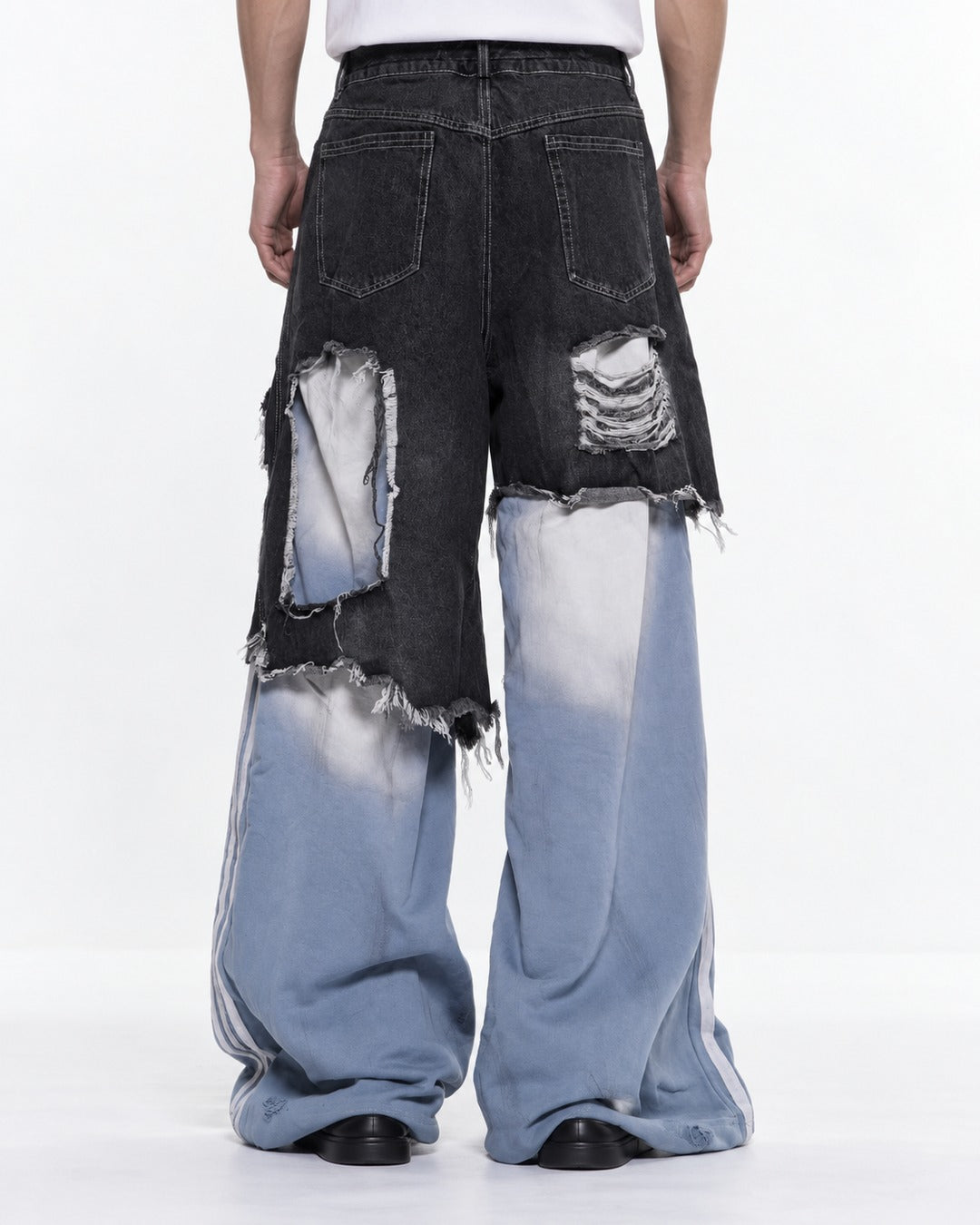 Faux Two-Piece Patchwork Pants