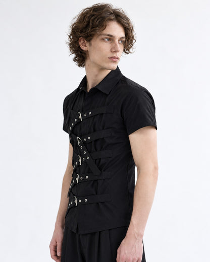 Diagonal Strap Eyelet Shirt