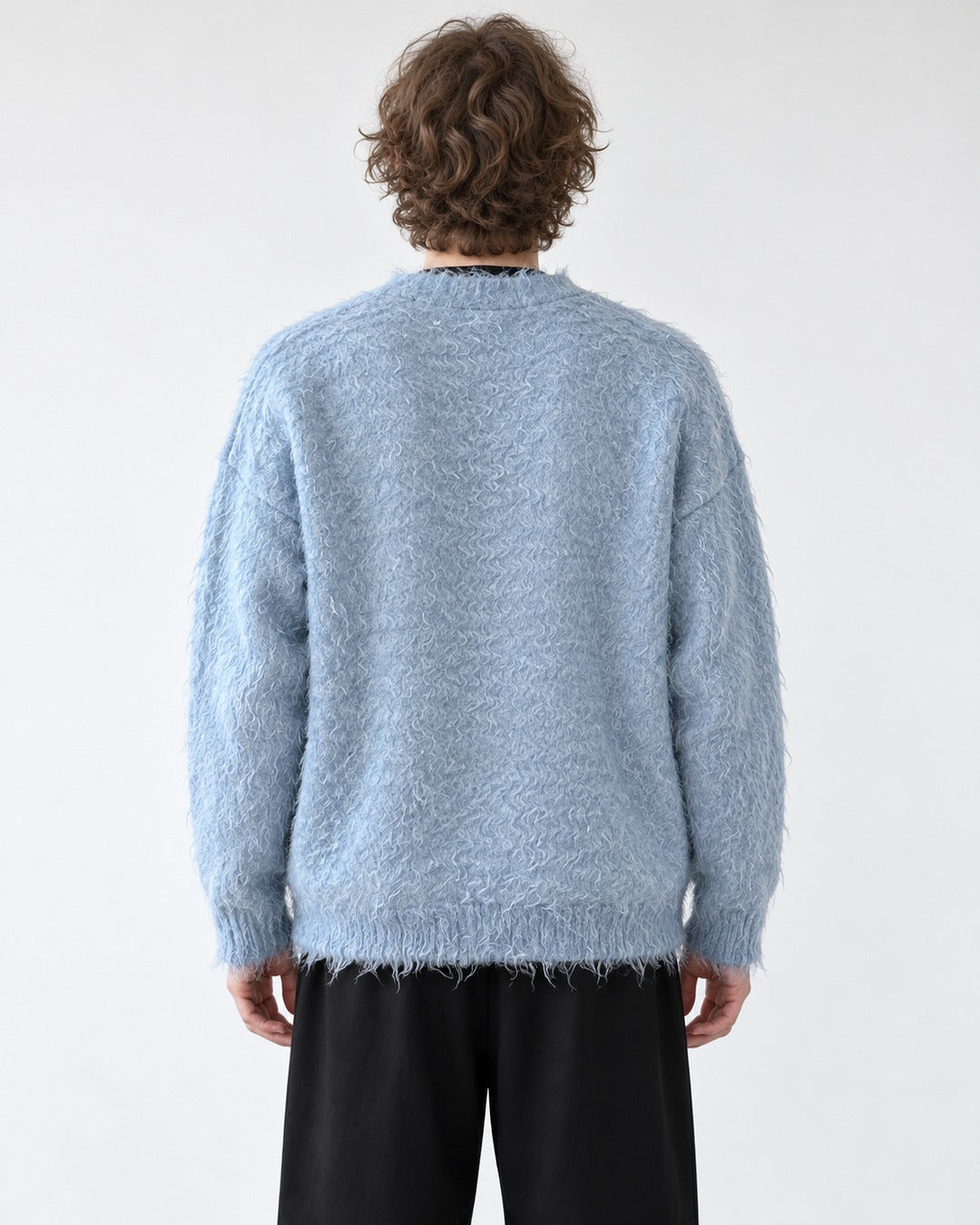 Sky Blue Shaggy Toggle Cardigan