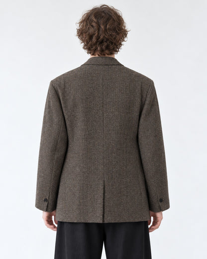 Herringbone Three-Button Blazer
