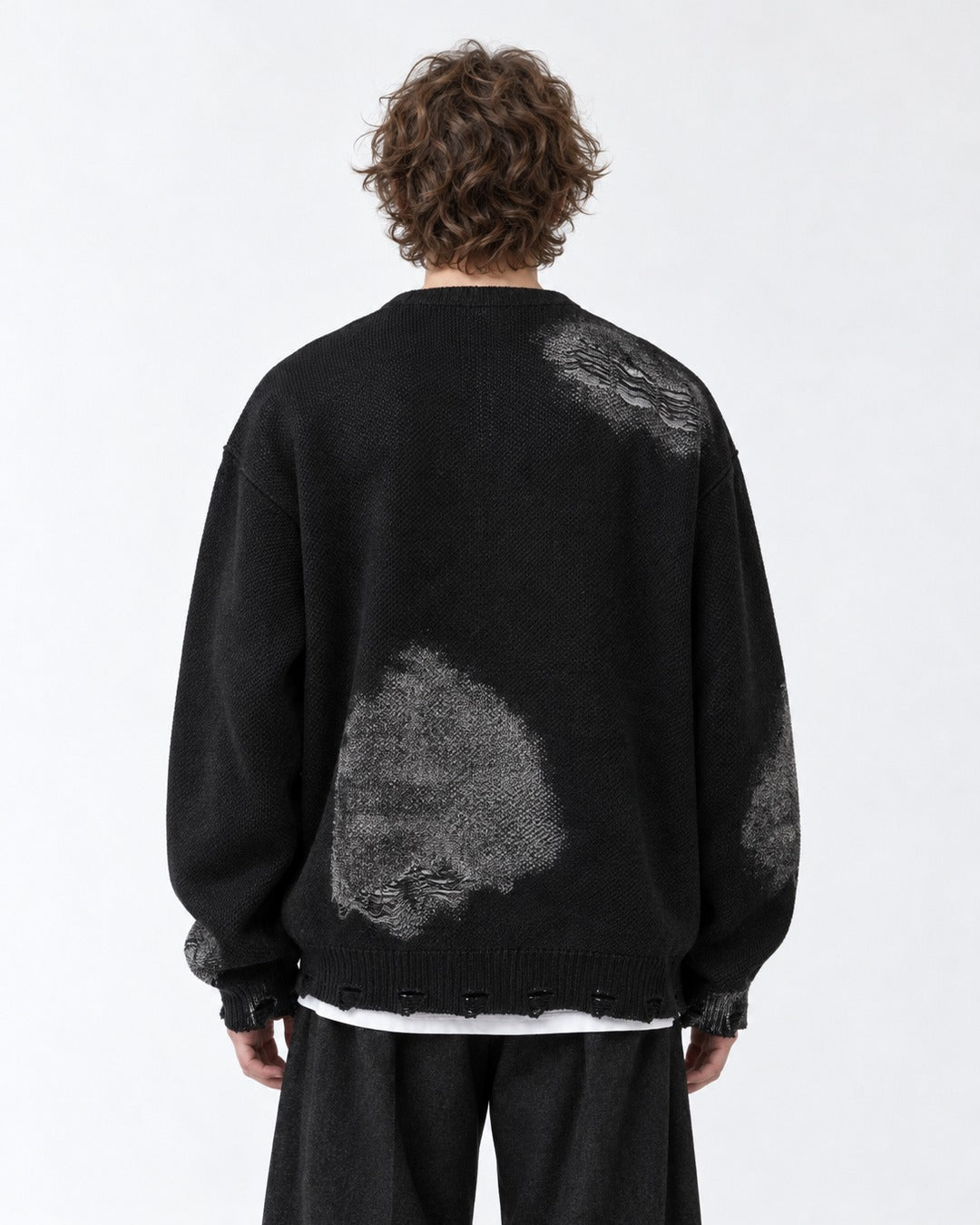 Chain-Print Distressed Sweater