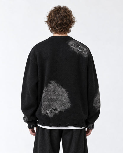 Chain-Print Distressed Sweater