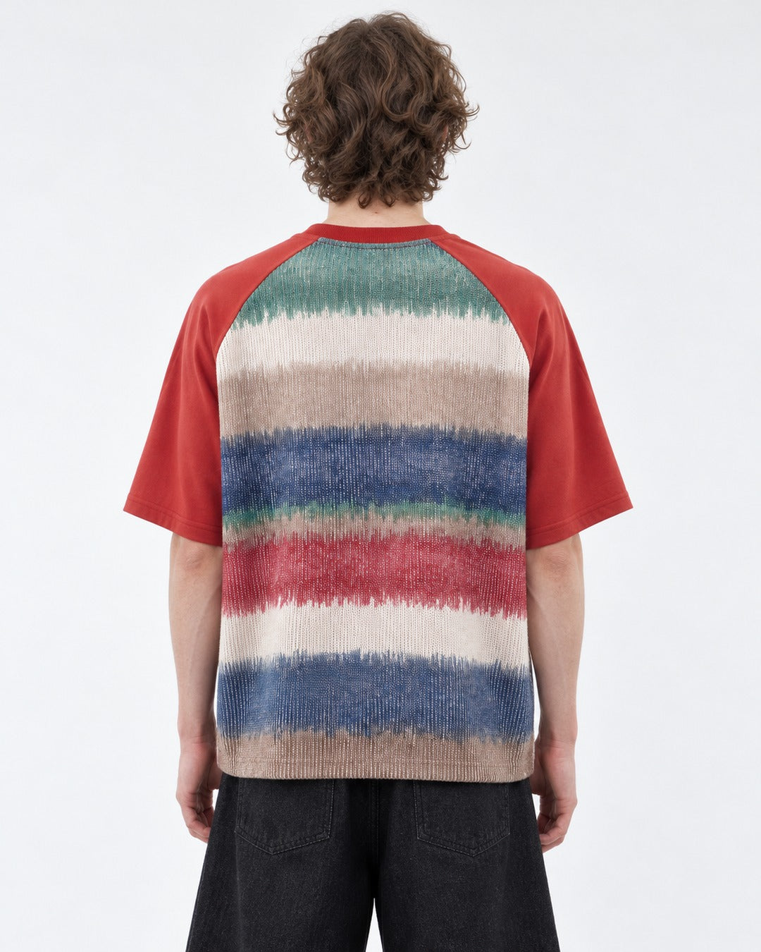 Retro Gradient Stripe Raglan Top