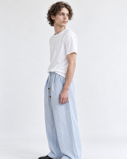 Striped Drawstring Wide Pants