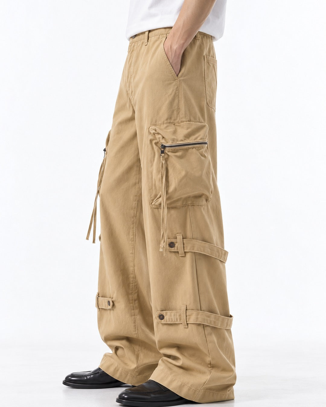 Strap Detail Zip Pocket Cargo Pants