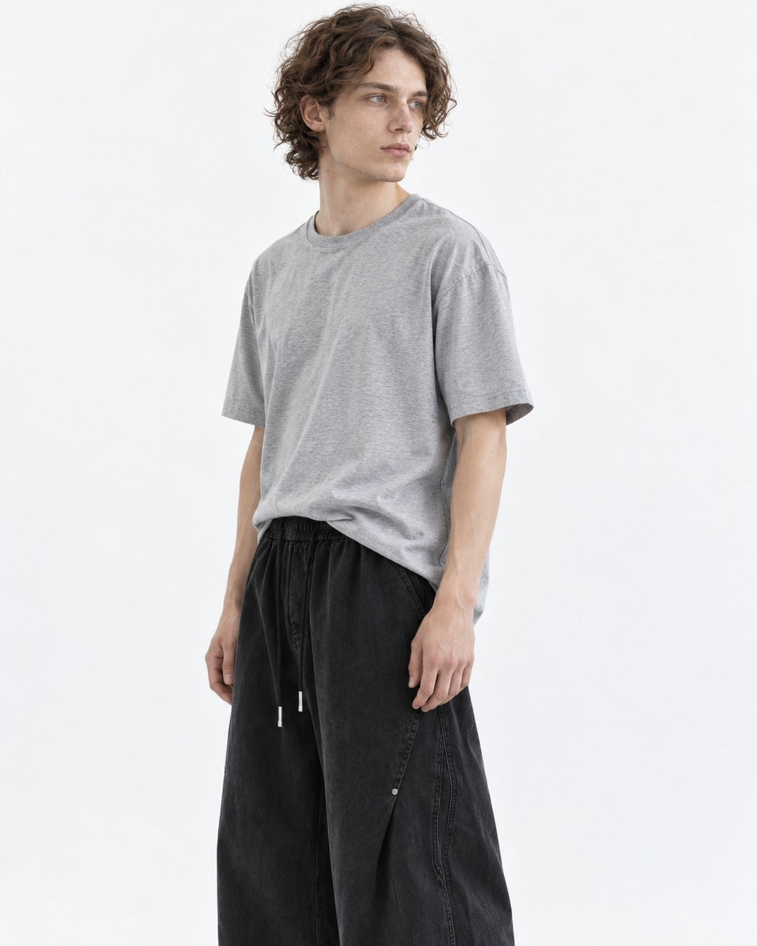 Riveted Diagonal-Seam Wide-Leg Pants