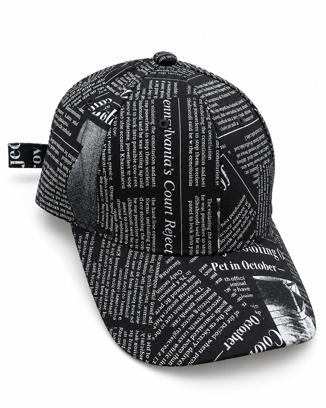 Newspaper Print Baseball Cap