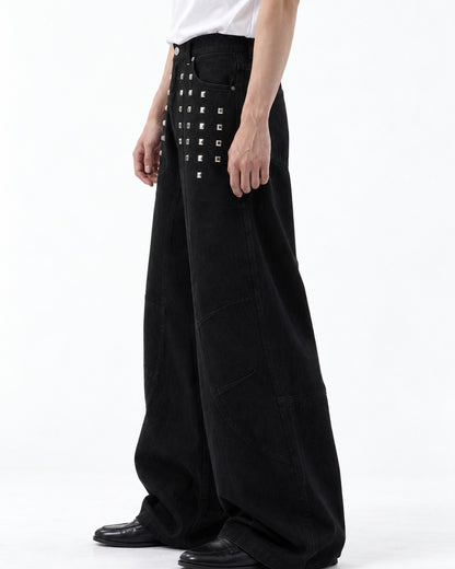 Studded Wide Leg Denim Pants