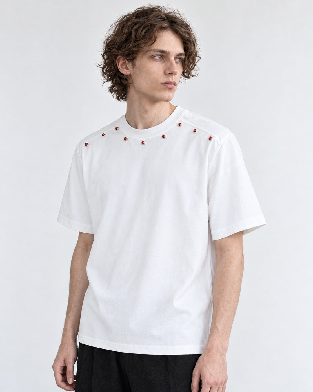 Red Gem Neckline T-Shirt