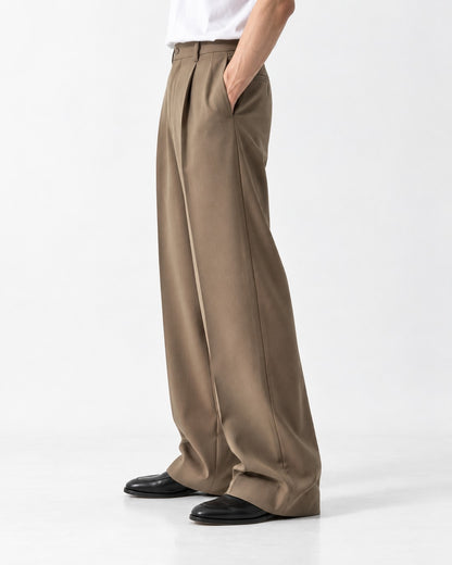 Pleated Front Wide Flare Trousers