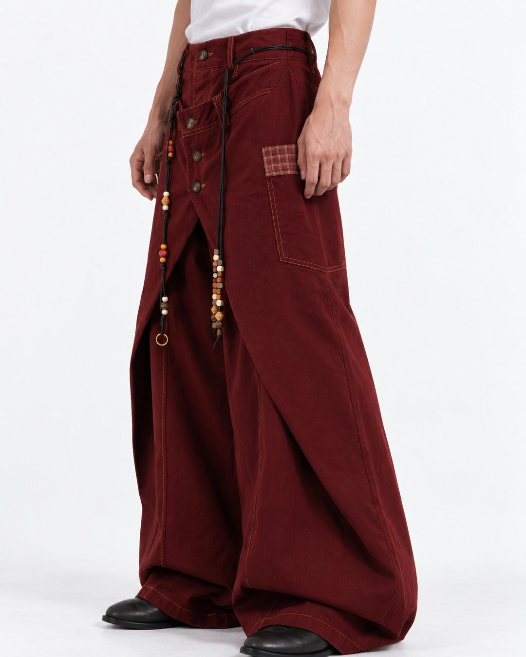 Wrap Front Wide-Leg Trousers