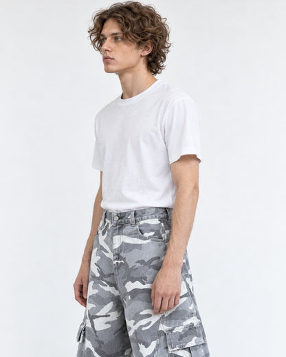 Camouflage Cargo Wide-Leg Pants