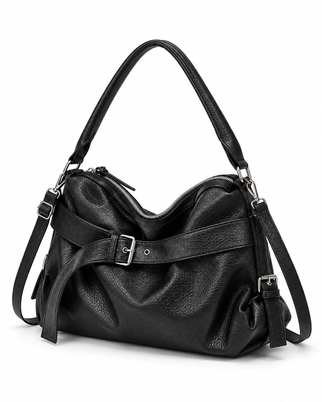 Strap-Wrapped Slouchy Hobo Bag