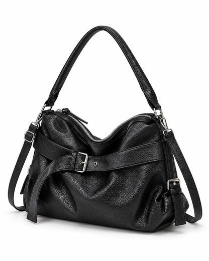 Strap-Wrapped Slouchy Hobo Bag