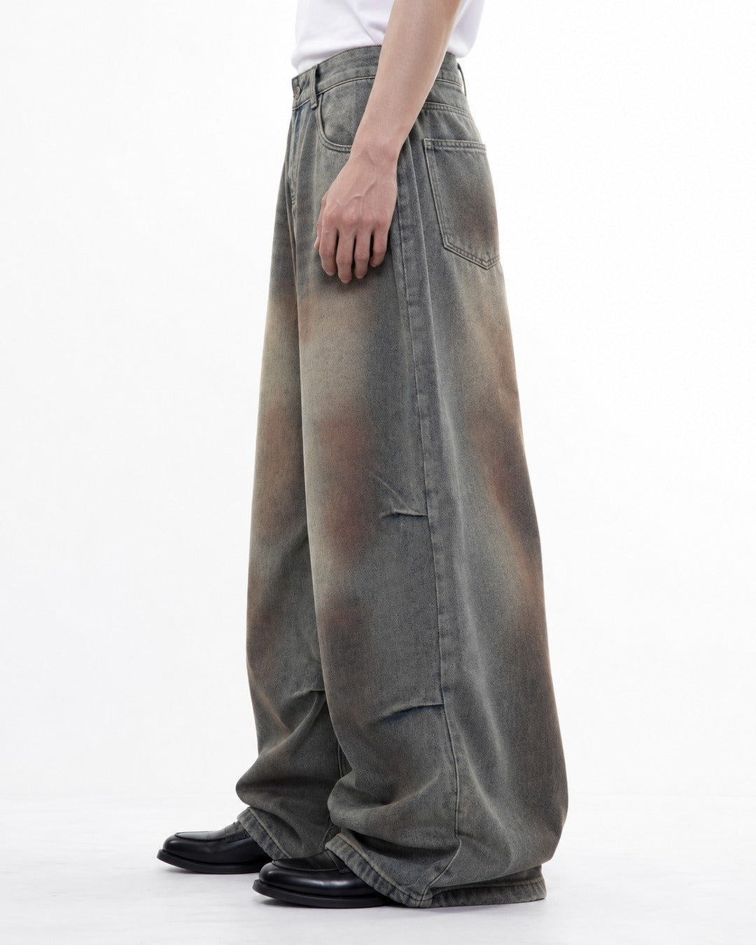 Rust Gradient Wide-Leg Denim Pants