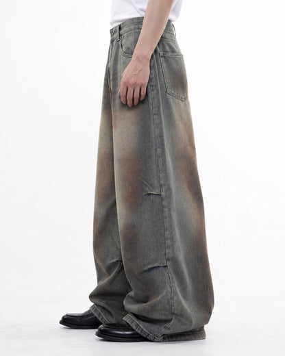 Rust Gradient Wide-Leg Denim Pants