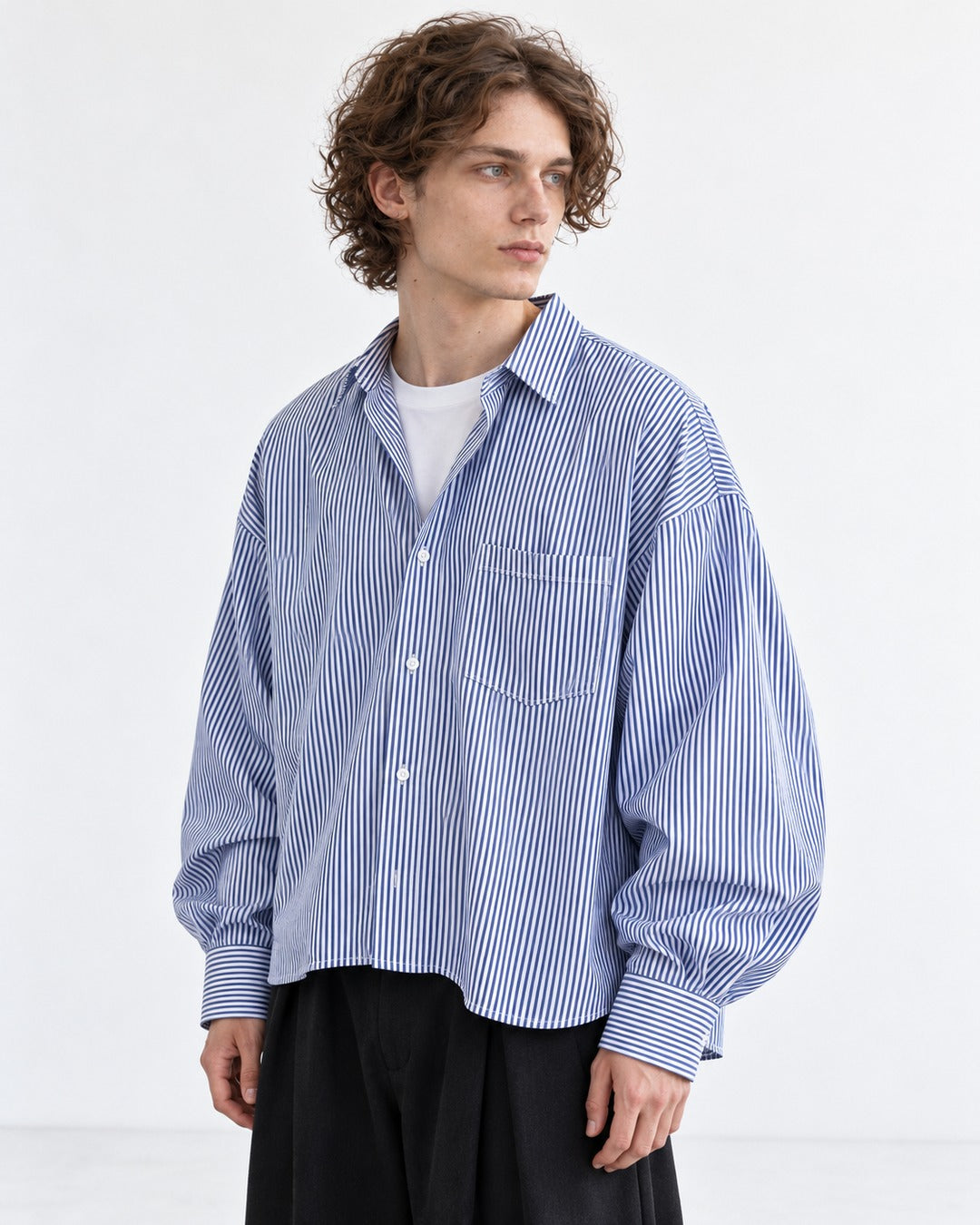 Striped Drop-Shoulder Oversized Shirt