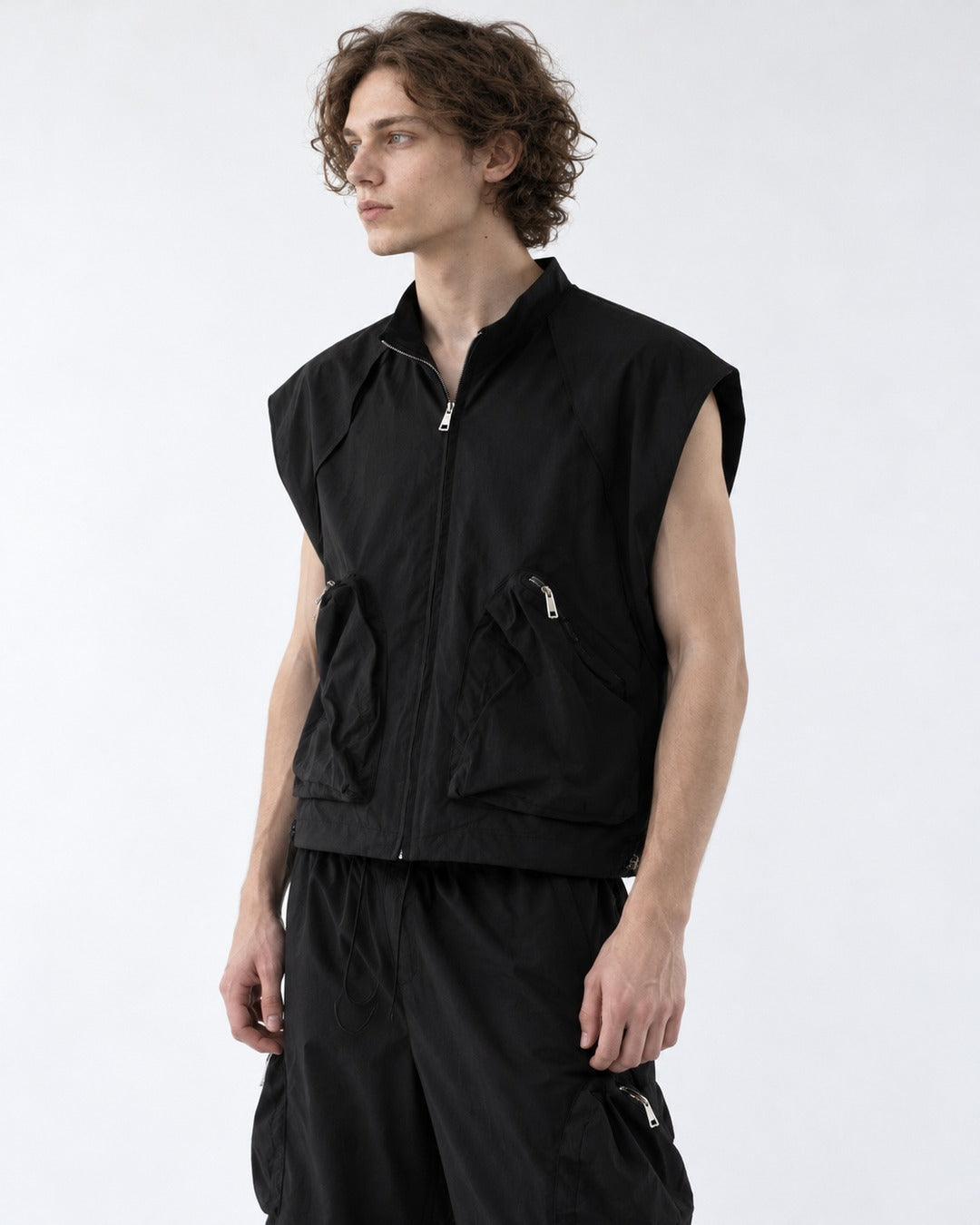Sleeveless Zip Vest and Cargo Pants Set-Up