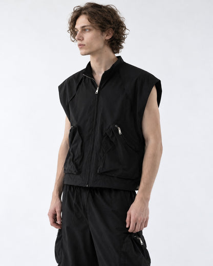 Sleeveless Zip Vest and Cargo Pants Set-Up