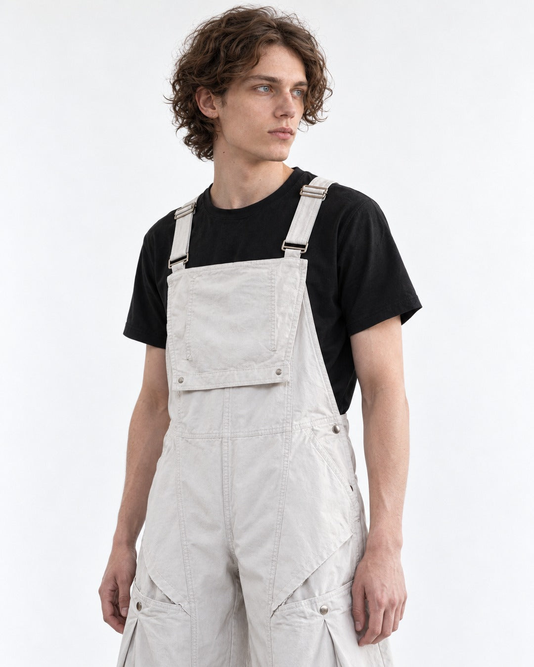 Wide-Leg Cargo Bib Pants
