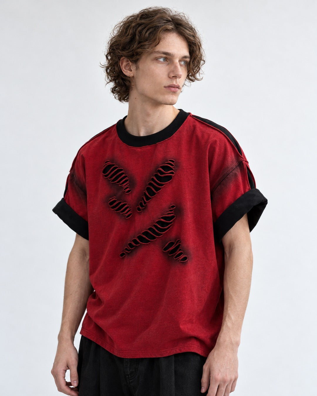 Slashed Colorblock Oversized Tee