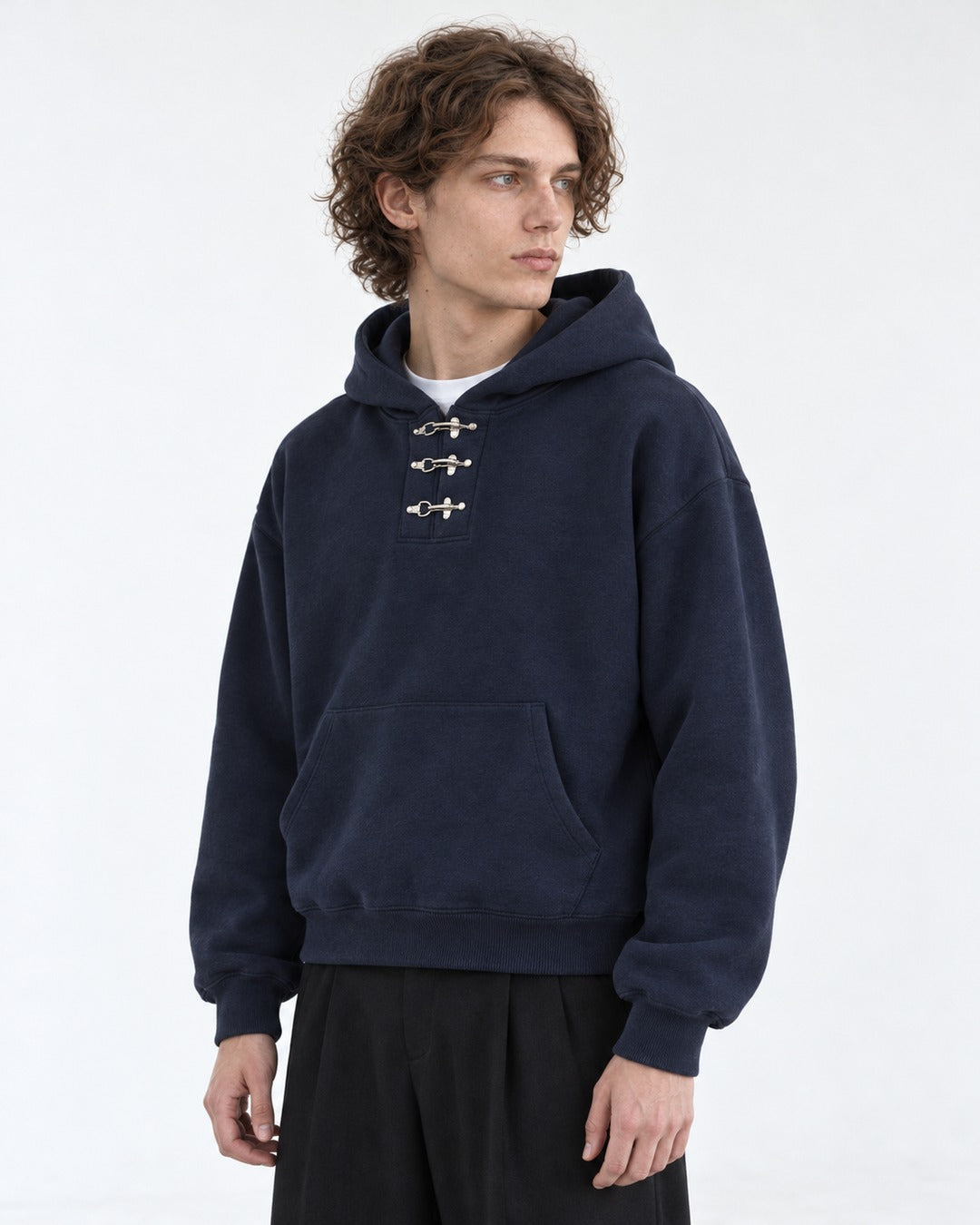 Triple Clasp Neck Hoodie
