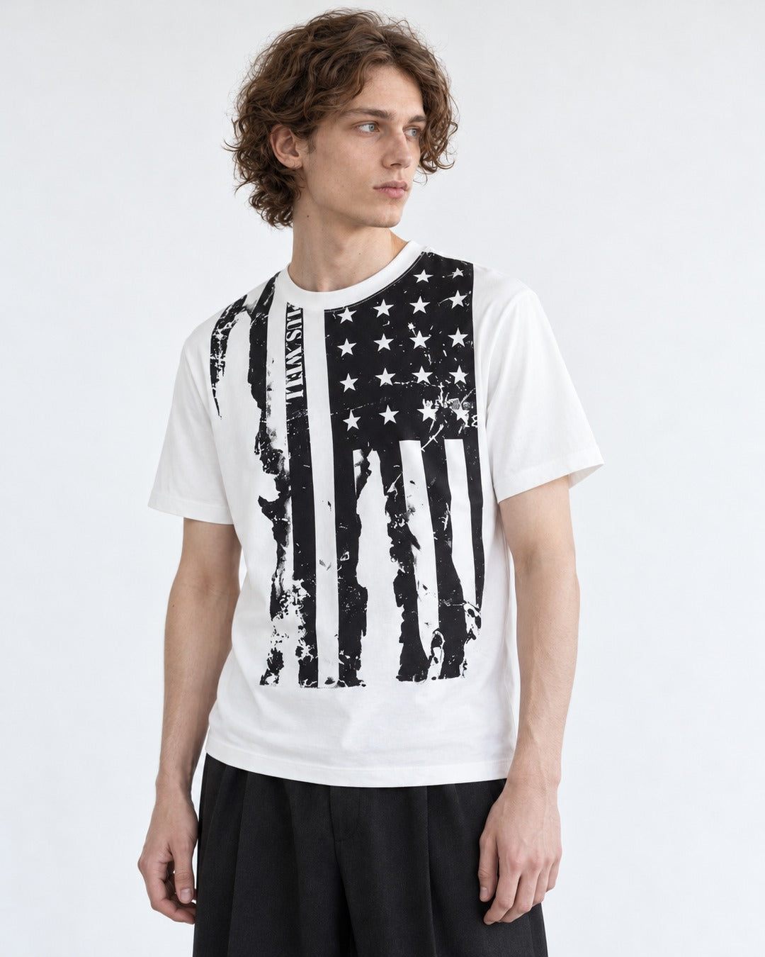 Flag Print Cotton T-Shirt