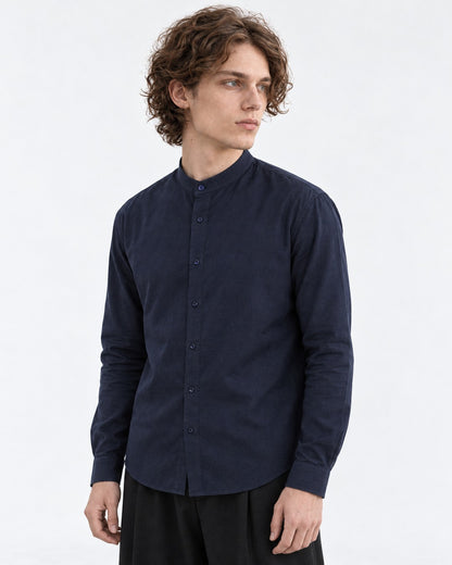 Band Collar Linen Cotton Shirt