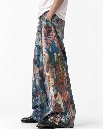 Painted Splatter Wide-Leg Jeans