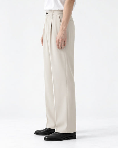 Pleated Wide-Leg Dress Pants
