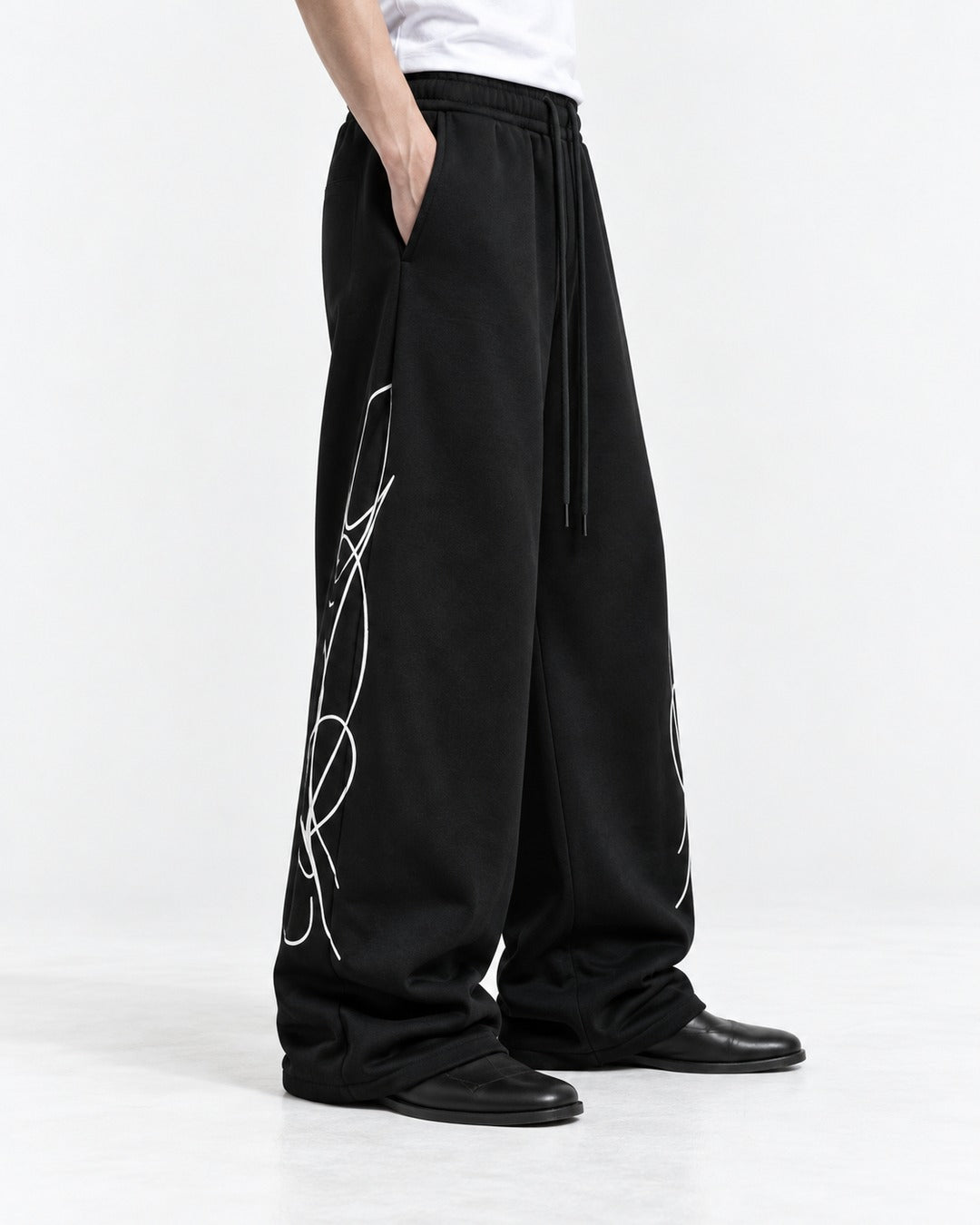 Pinstripe Line Art Wide Sweatpants