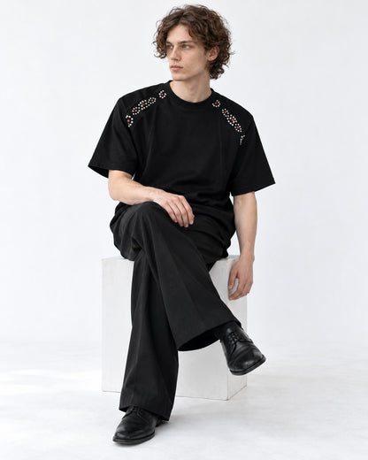 Stud and Gem Shoulder T-Shirt
