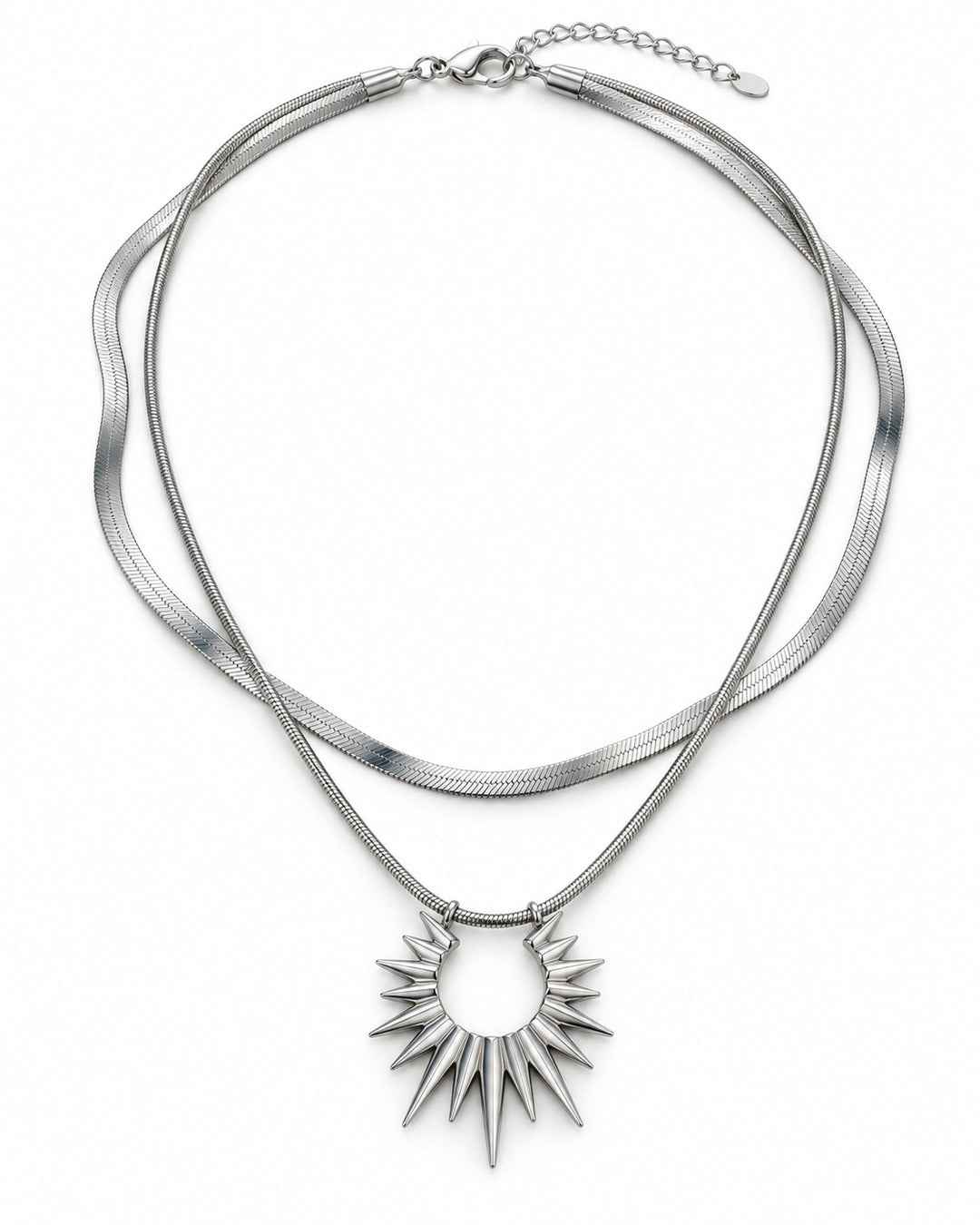 Sunburst Spike Pendant Layered Necklace