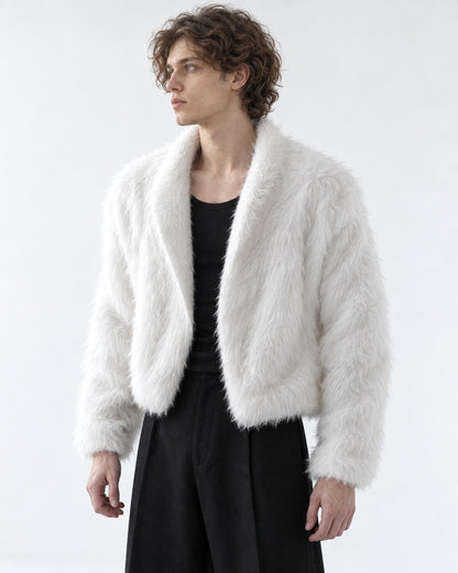 Fuzzy-Knit Draped Cardigan