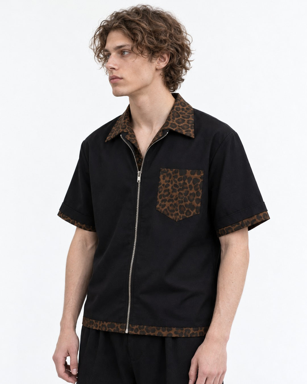Leopard Pocket Zip Shirt