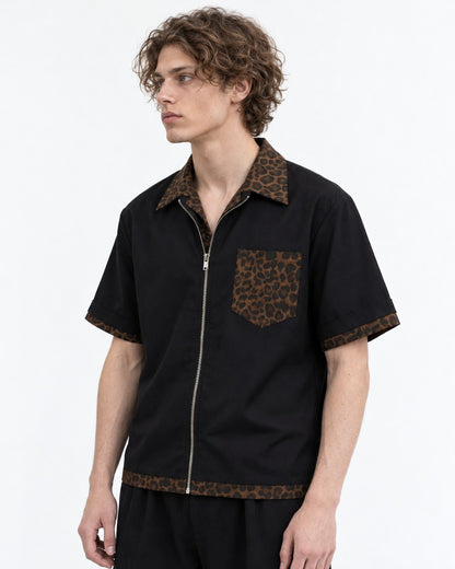 Leopard Pocket Zip Shirt