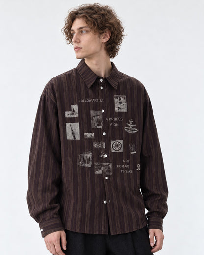 Striped Art-Collage Shirt