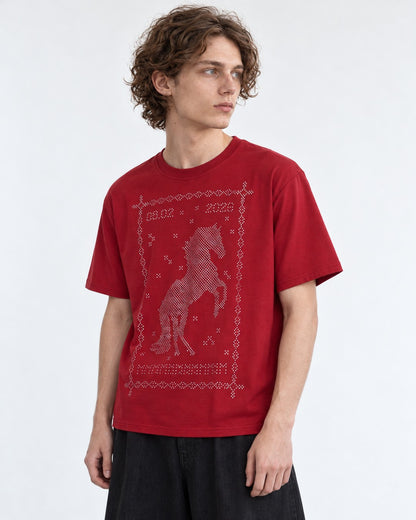 Dotted Horse Graphic Crew Neck T-Shirt