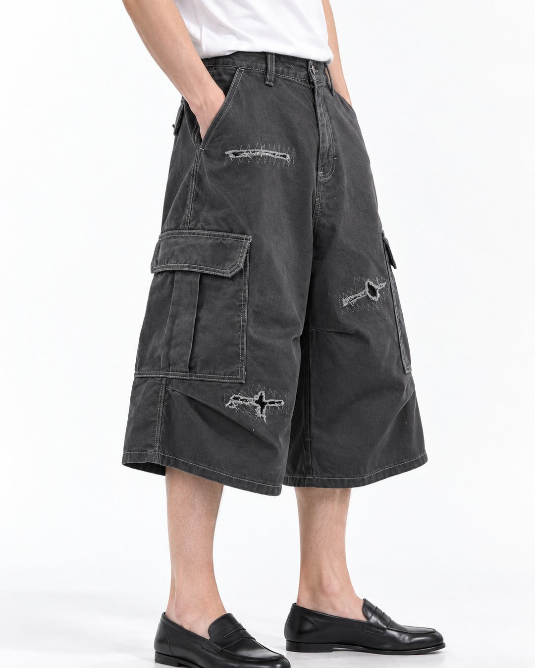 Stitched Patch Cargo Shorts