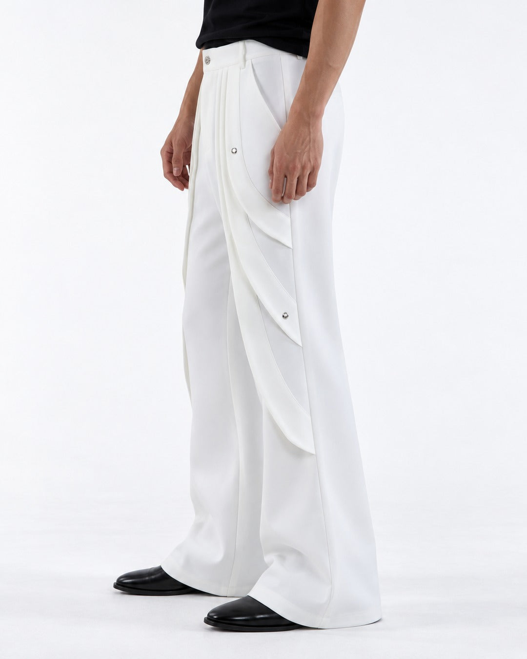 Layered Drape Panel Flared Pants