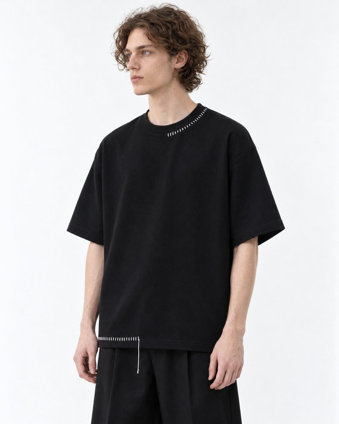 Hand-Stitched Collar and Hem Tee