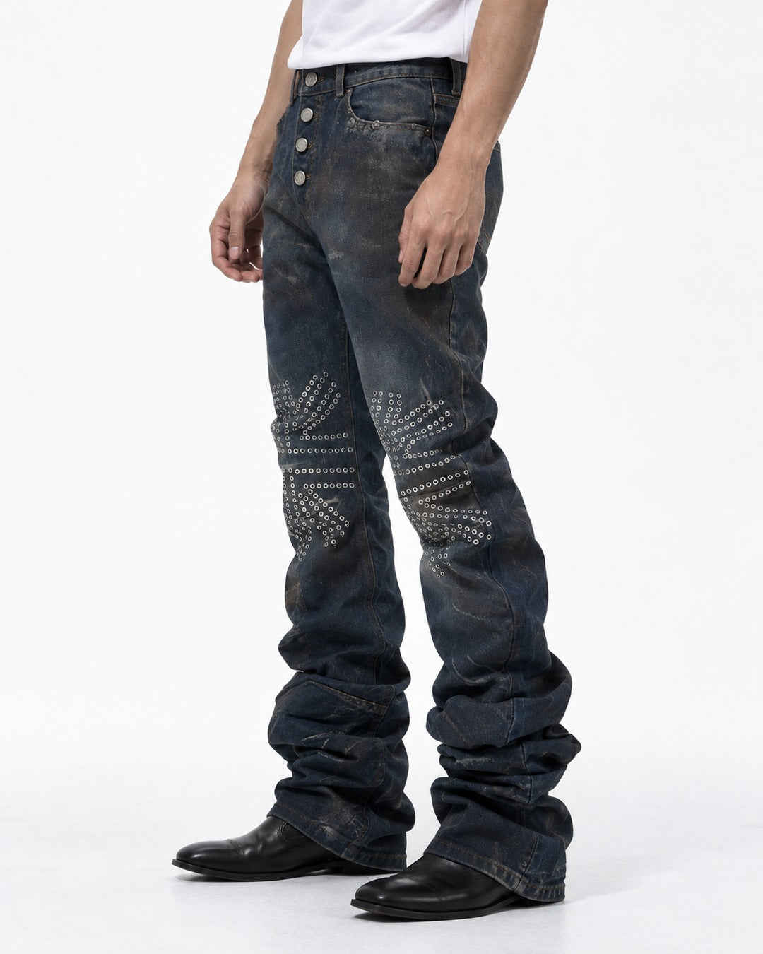 Union Jack Studded Flared Jeans