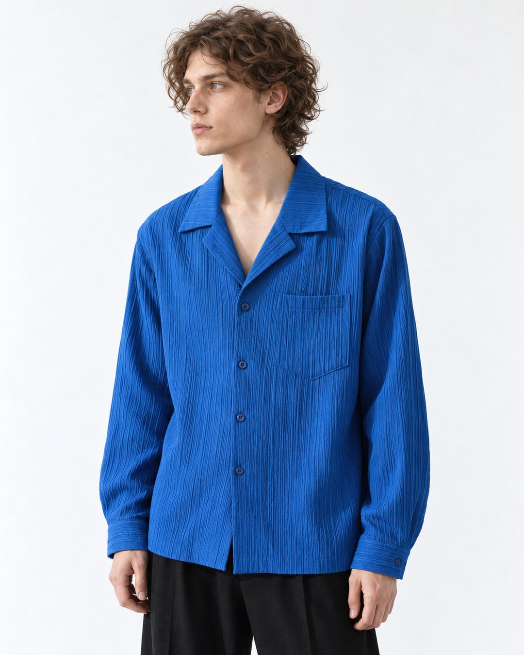 Textured Camp Collar Shirt