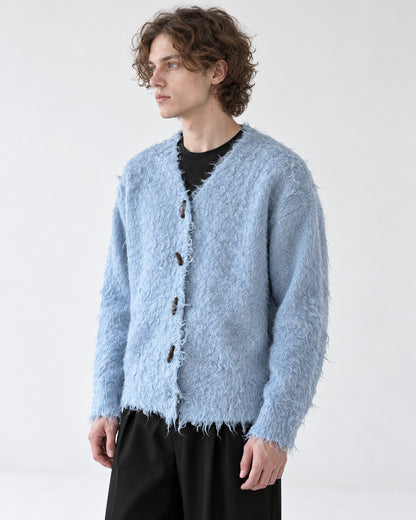 Sky Blue Shaggy Toggle Cardigan