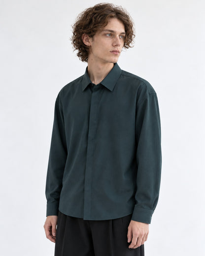 Hidden-Placket Relaxed Shirt